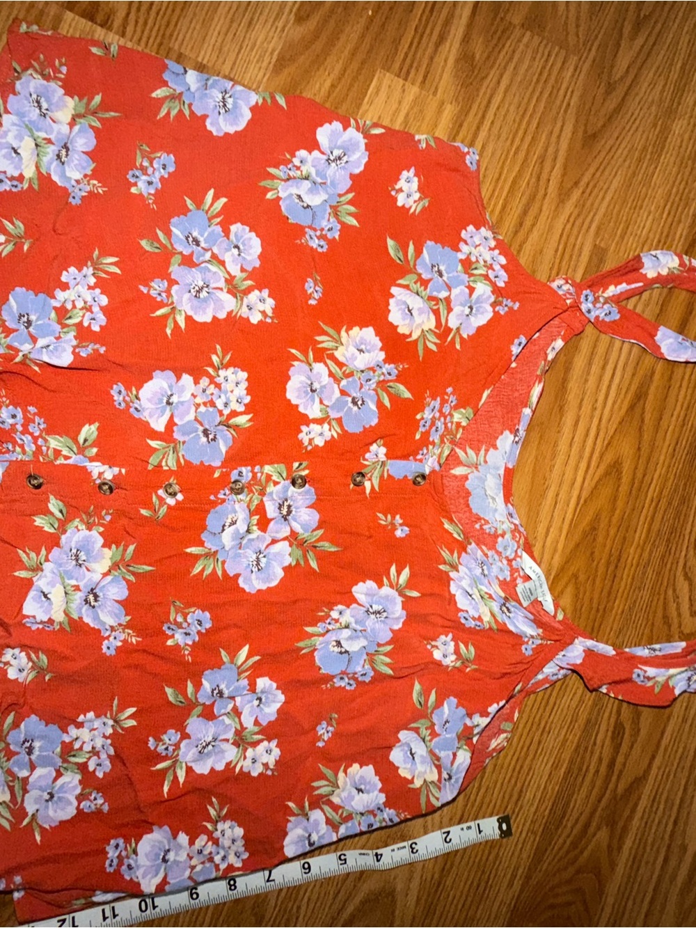 American Eagle Floral Tie-Strap Flowy Tank Top